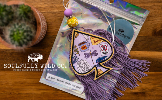 Soulful Air Freshener: Spade "Book Girl" Purple (Scent: Waikiki Beach Coconut)