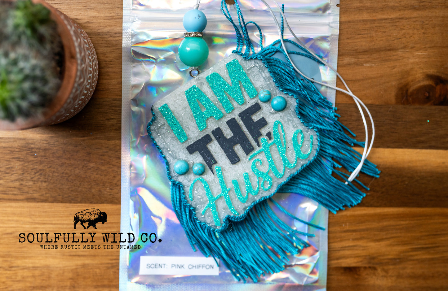 Soulful Air Freshener: "I am the HUSTLE" (Scent: Pink Chiffon)