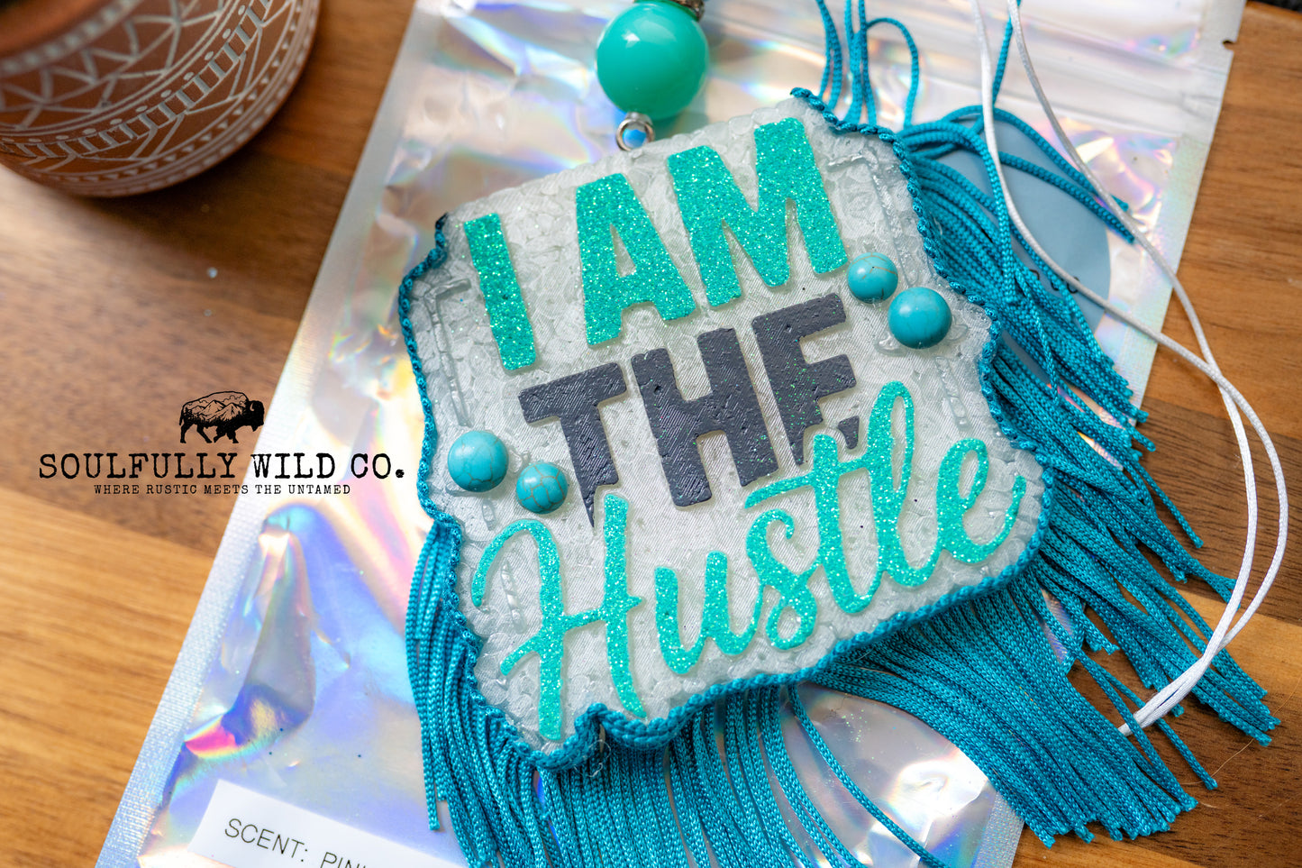 Soulful Air Freshener: "I am the HUSTLE" (Scent: Pink Chiffon)
