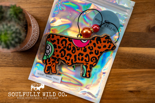 Soulful Air Freshener: Show Bull - Leopard 8 Ball Print (Scent: Mama Tried)