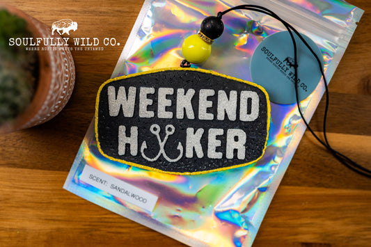 Soulful Air Freshener: "Weekend Hooker" Black, Yellow & White (Scent: Sandalwood)