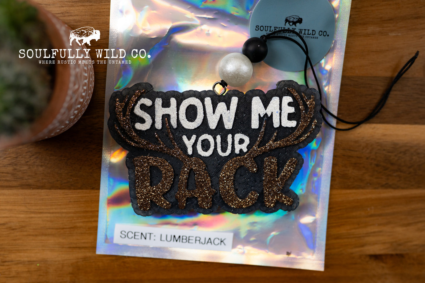 Soulful Air Freshener: "Show Me Your Rack" White & Copper (Scent: Lumberjack)