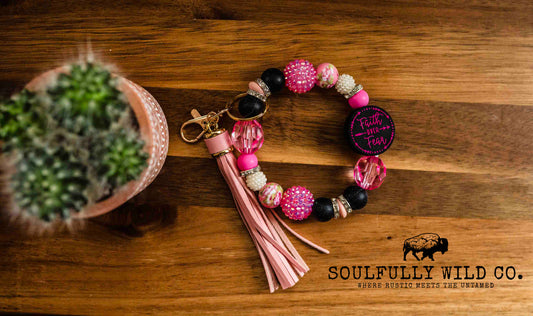 Wild Soul Keychain - Black & Pink Wristlet Faith Over Fear