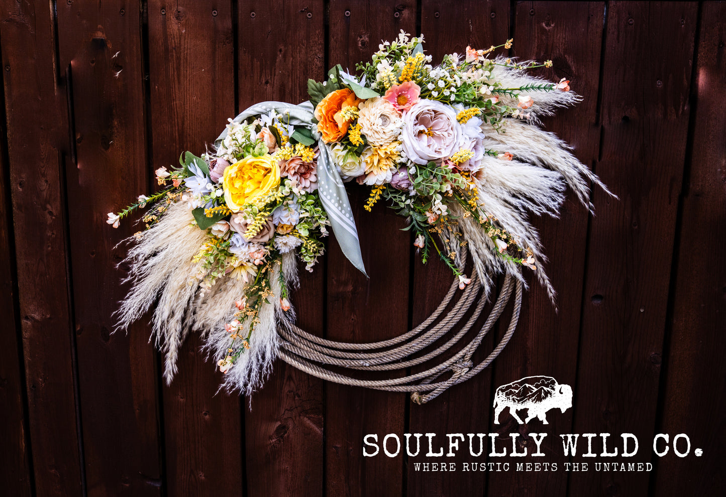 Western Soulful Rope Wreath  "Golden Prairie"