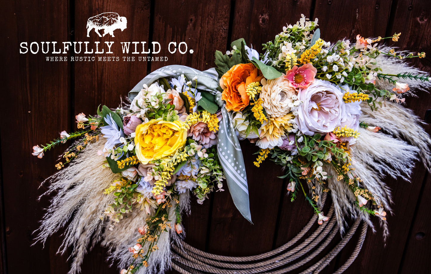 Western Soulful Rope Wreath  "Golden Prairie"