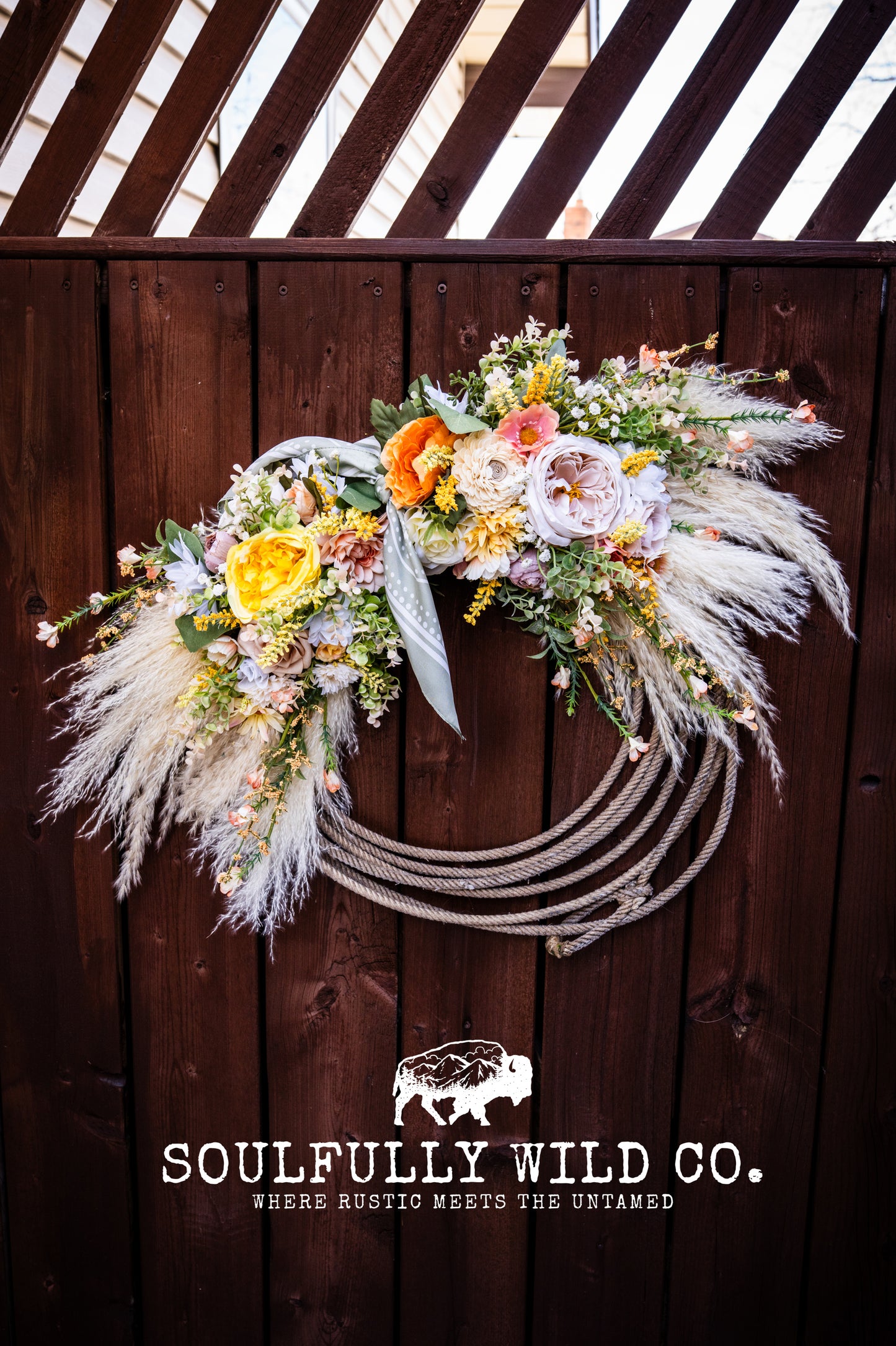 Western Soulful Rope Wreath  "Golden Prairie"