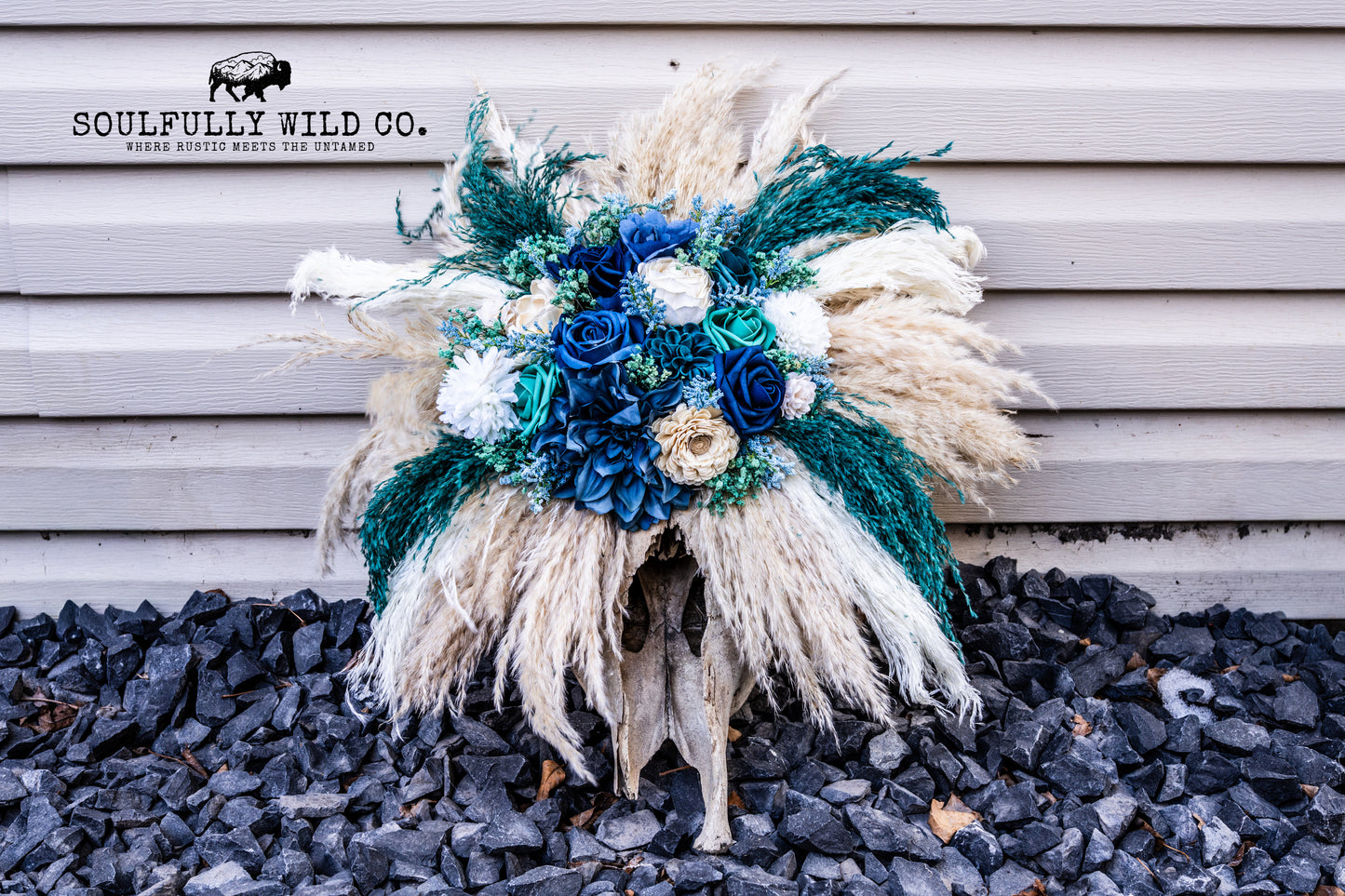 Decorative Cow Skull "Ocean Dust"
