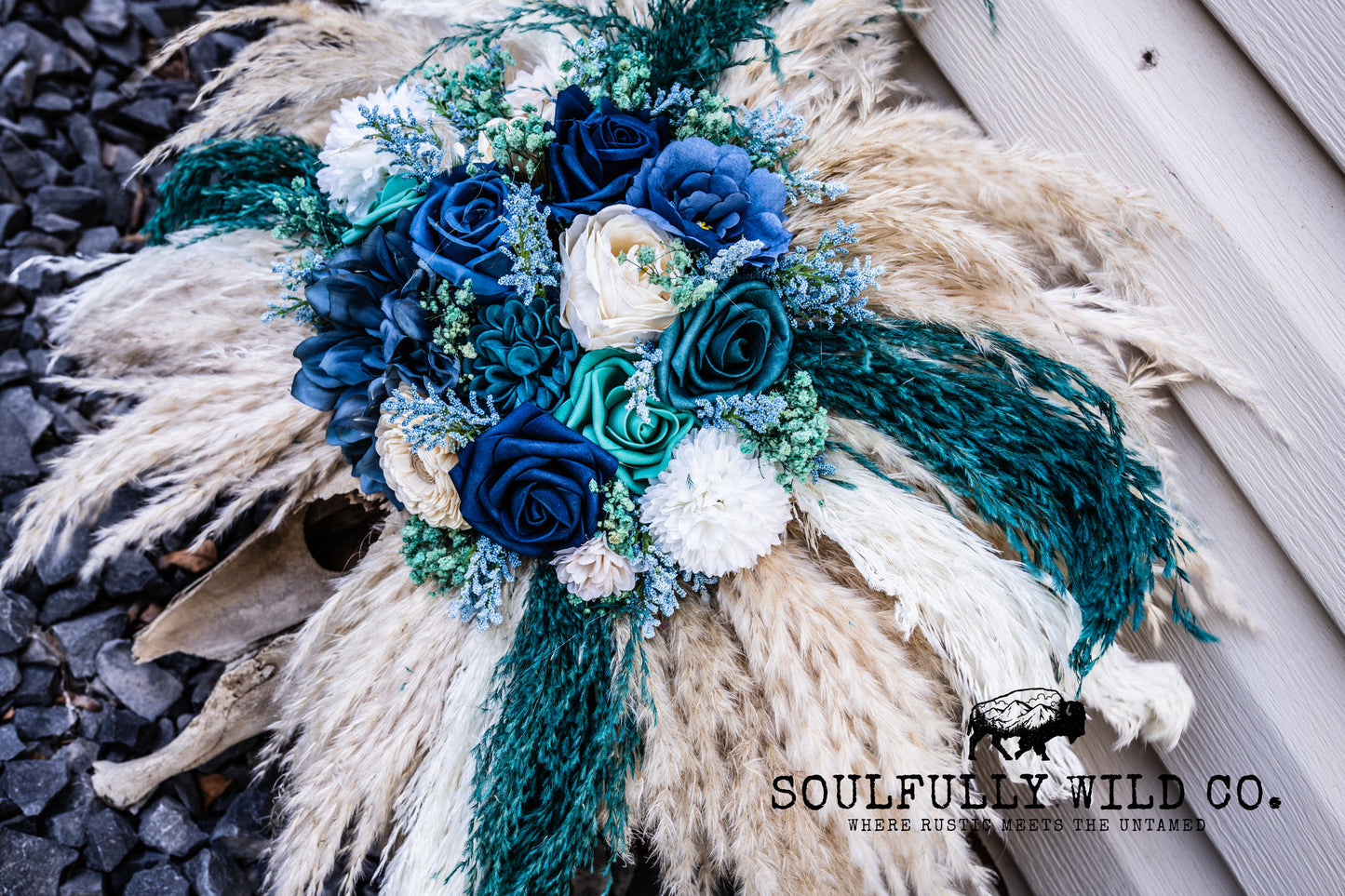 Decorative Cow Skull "Ocean Dust"
