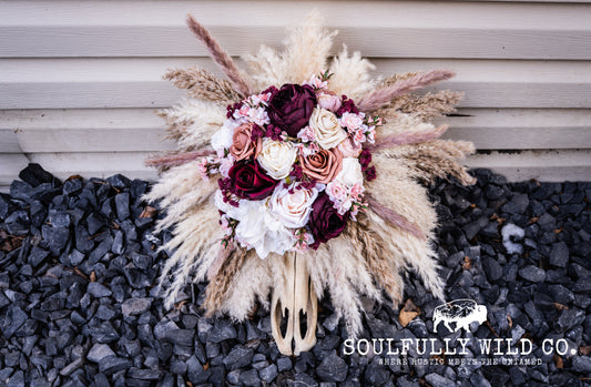 Decorative Cow Skull "Desert Rose"