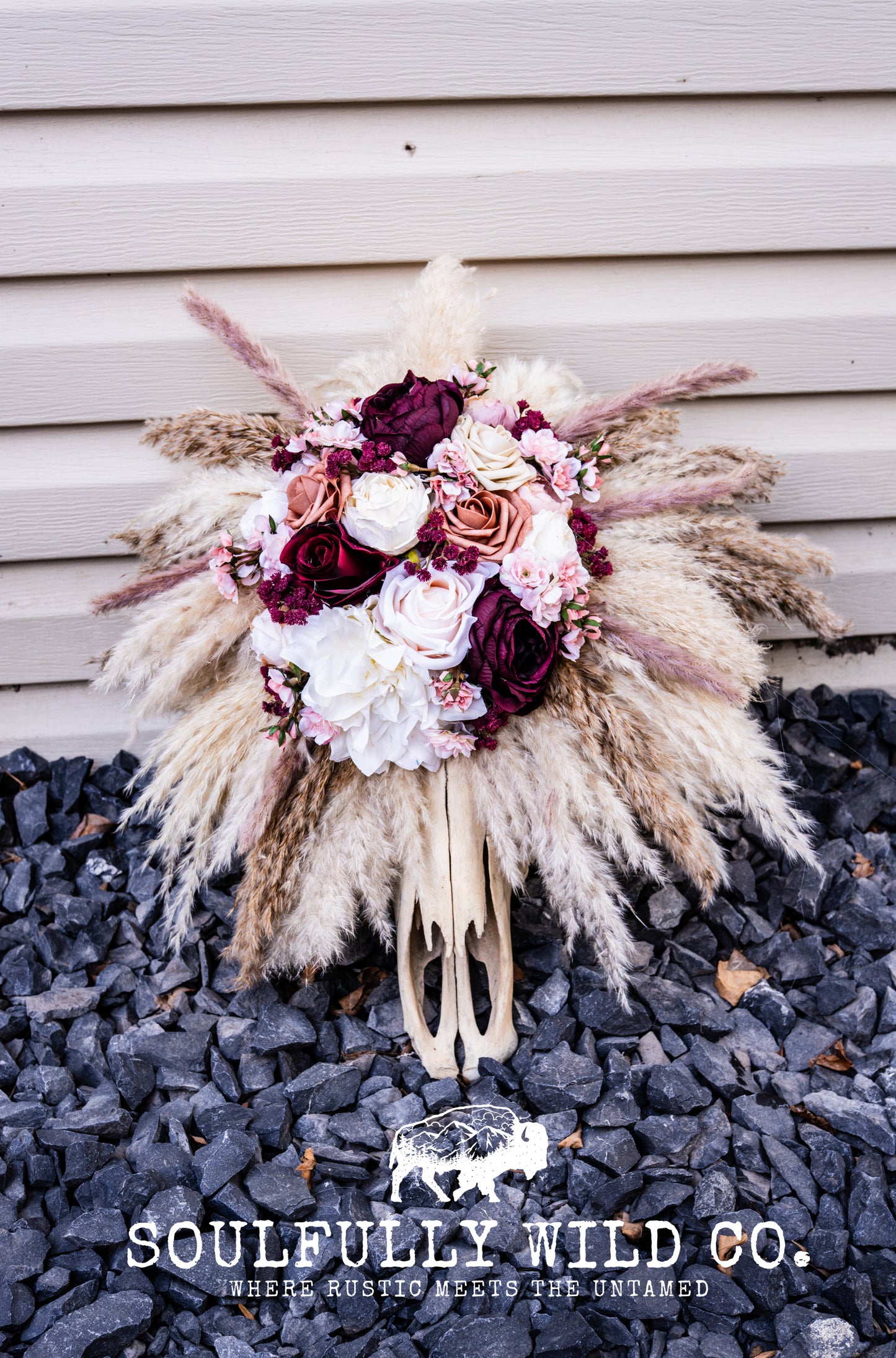 Decorative Cow Skull "Desert Rose"