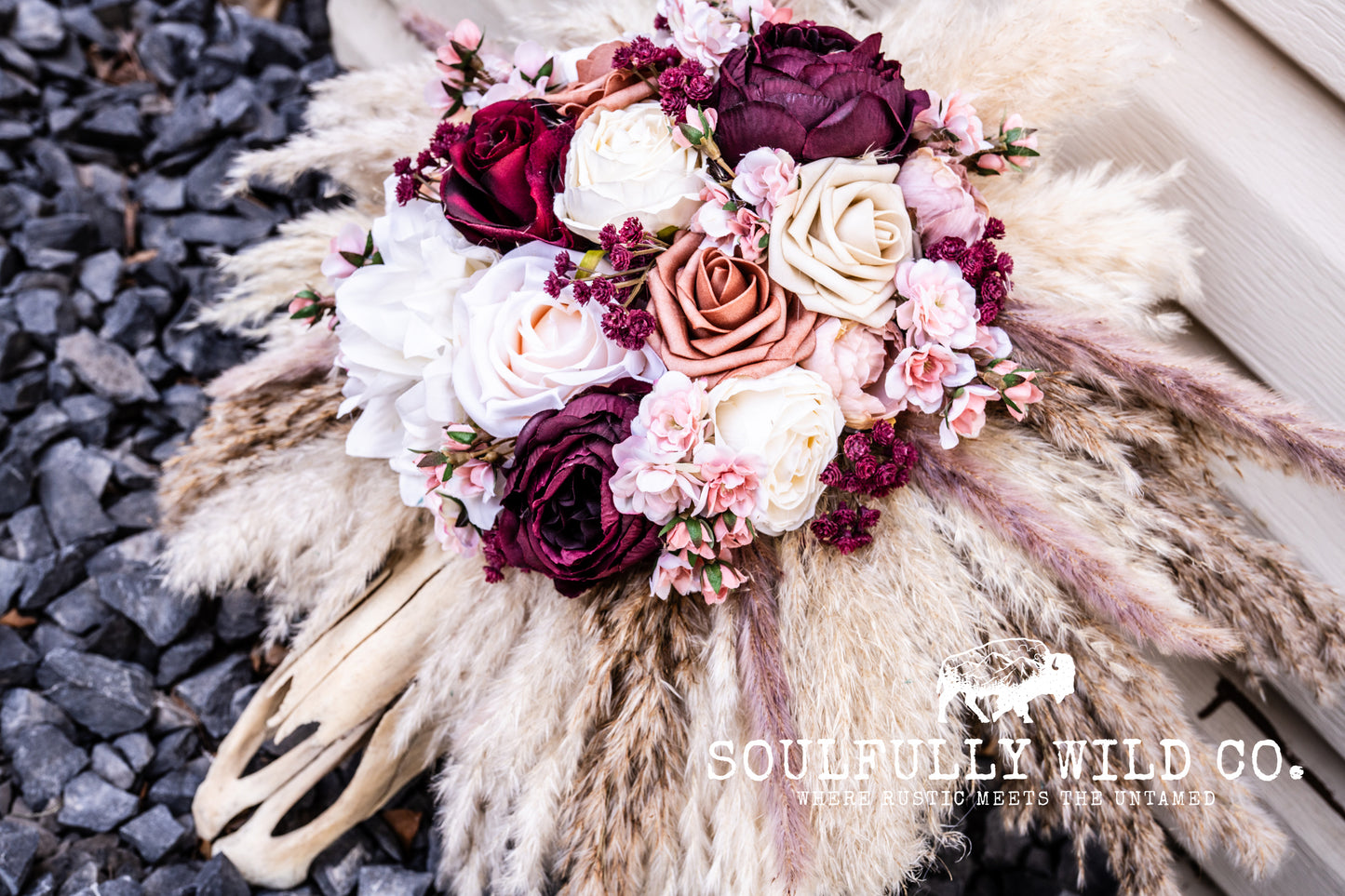 Decorative Cow Skull "Desert Rose"