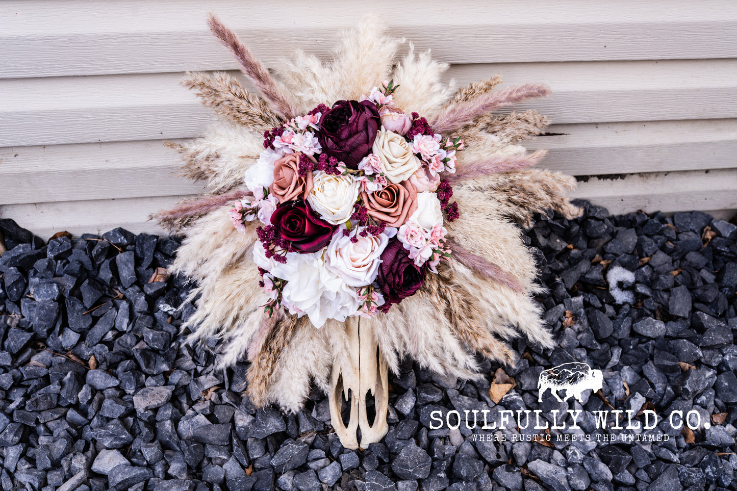 Decorative Cow Skull "Desert Rose"