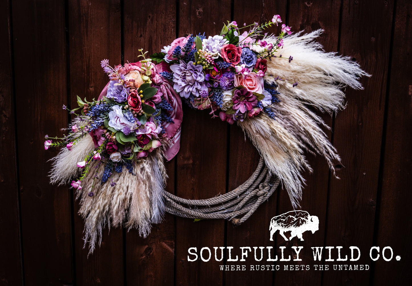 Western Soulful Rope Wreath  "Morning Meadow"