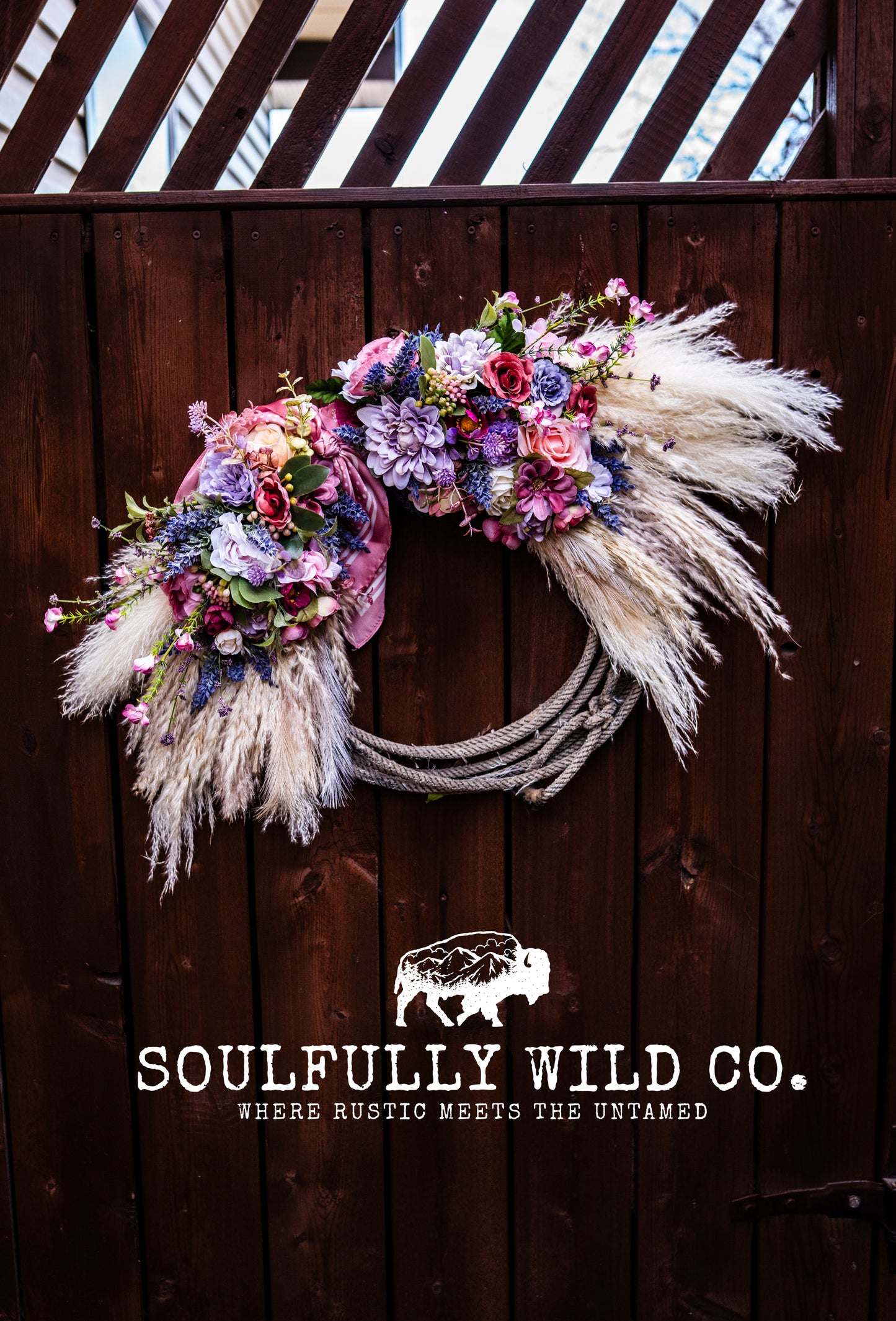 Western Soulful Rope Wreath  "Morning Meadow"