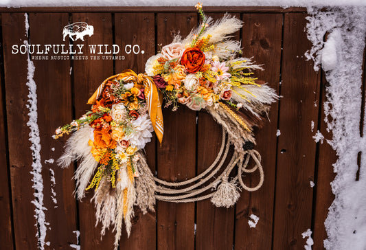 Western Soulful Rope Wreath  "Golden Hour"