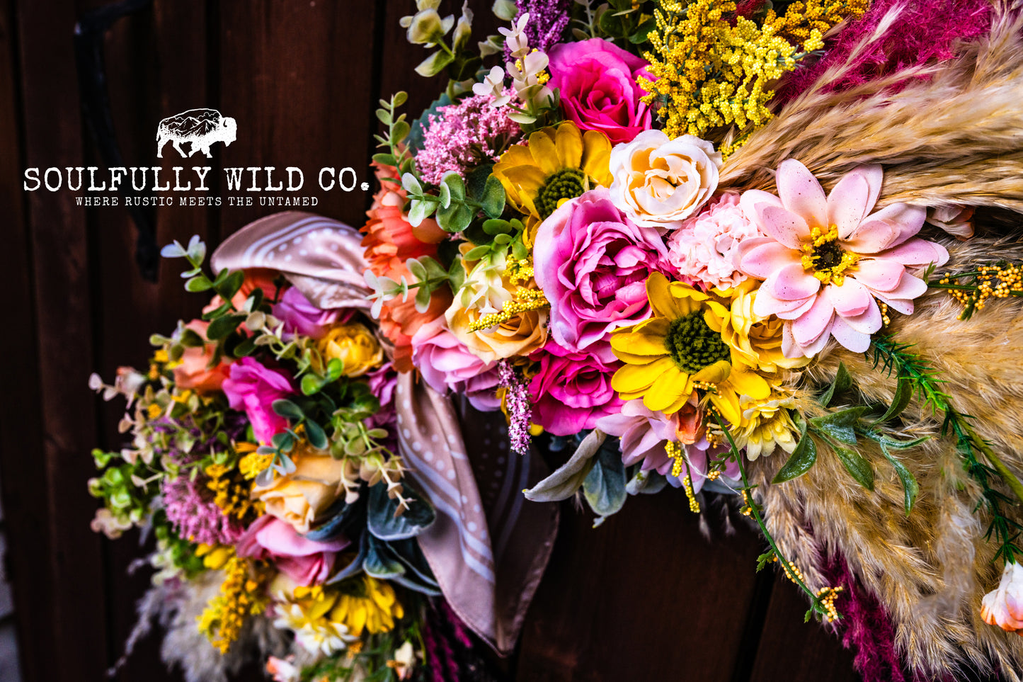 Western Soulful Rope Wreath  "Desert Bloom"