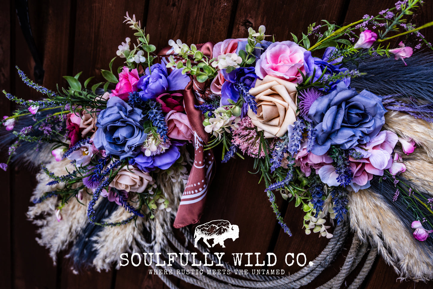 Western Soulful Rope Wreath  "Wild Lavender Skies"