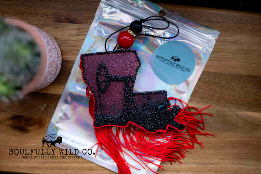 Soulful Air Freshener" Pump Jack Red/Black "Scent: Midnight Ice"