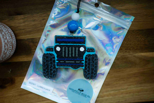 Soulful Air Freshener:  Black/Blue Jeep (Discounted)
