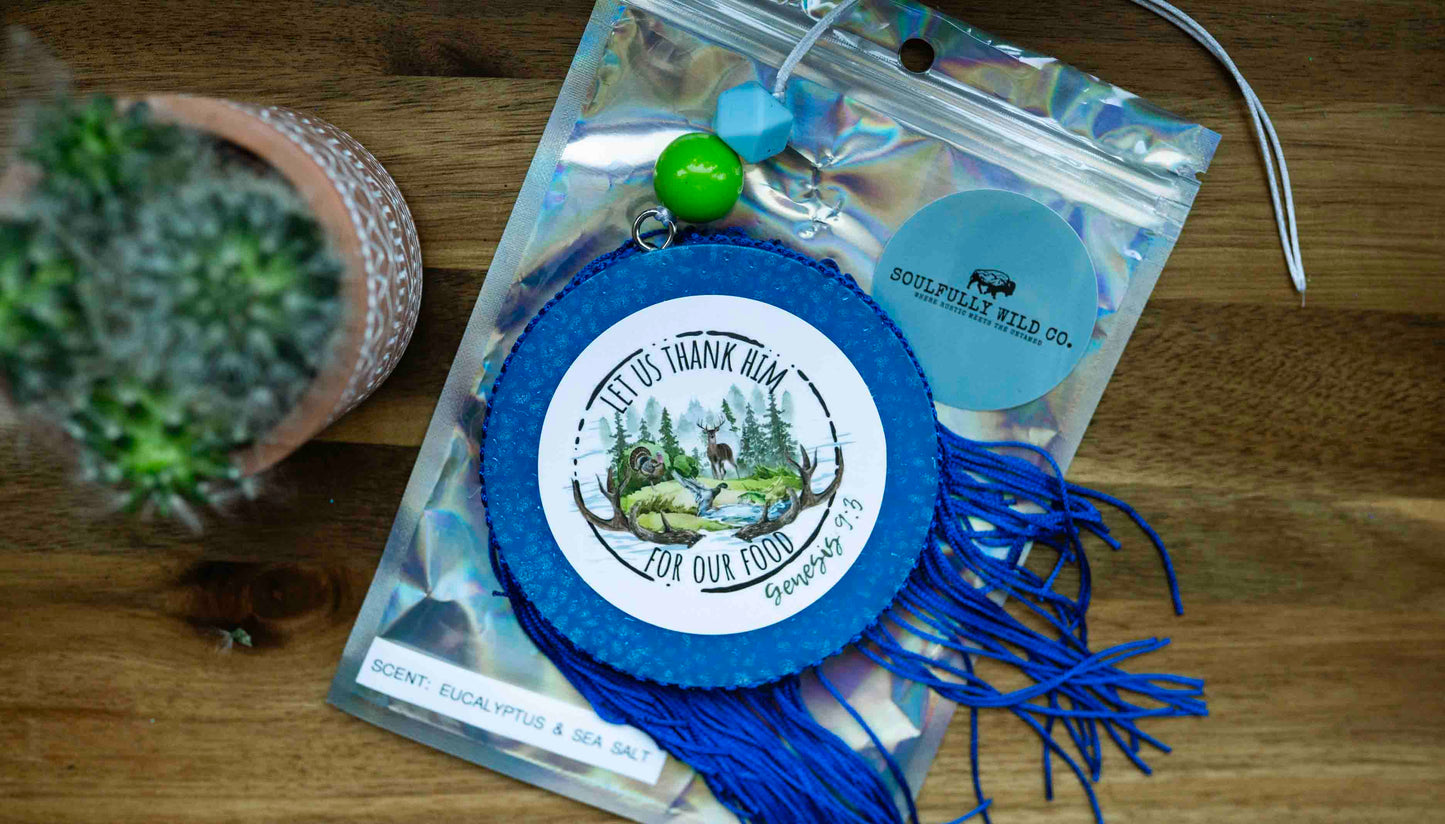 Soulful Air Freshener: "Let Us Thank Him for Our Food" Scent: Eucalyptus &  Sea Salt