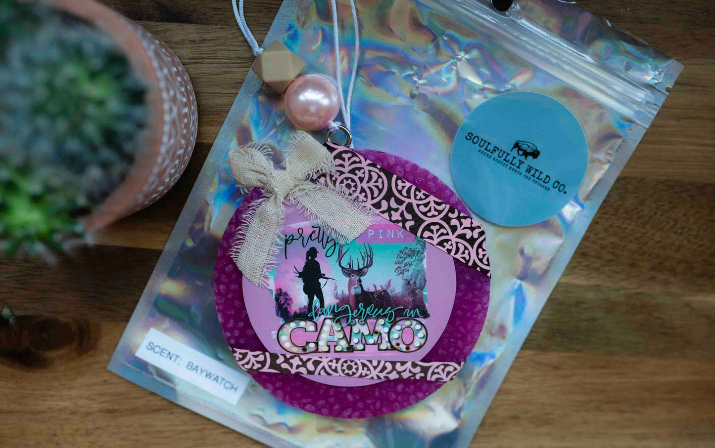 Soulful Air Freshener: "Pretty In Pink Hunting" Camo Circle