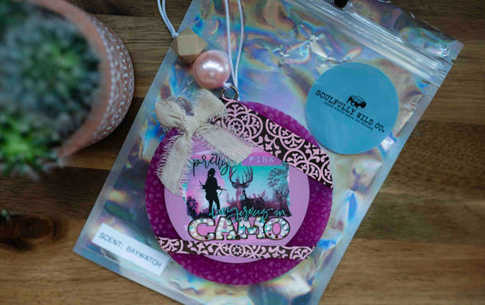 Soulful Air Freshener: "Pretty In Pink Hunting" Camo Circle