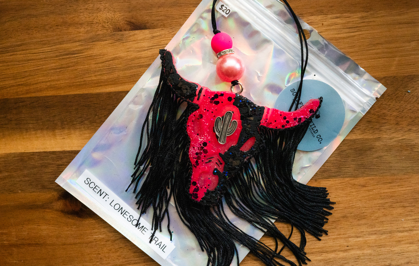 Soulful Air Freshener: Bullhead - Black & Pink (Scent: Lonesome Trail)