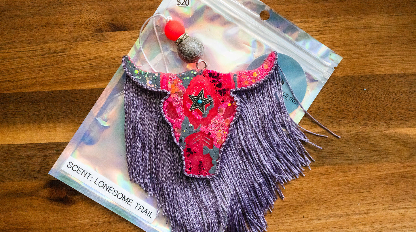 Soulful Air Freshener: Bullhead -  Pink & Purple with Star (Scent: Lonesome Trail)