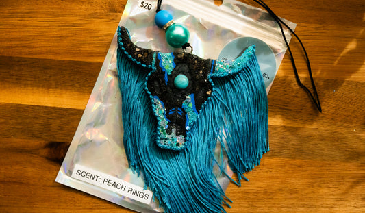 Soulful Air Freshener: Bullhead - Black, Turquoise and Blue with Turquoise Stone (Scent: Peach Rings)