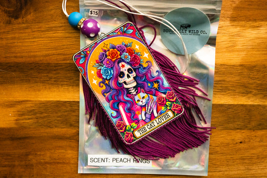 Soulful Air Freshener: Tarot Card "The Cat Lover" (Scent: Peach Rings)