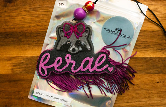 Soulful Air Freshener: Feral Raccoon - Black & Purple (Scent: Moonlight Kisses)