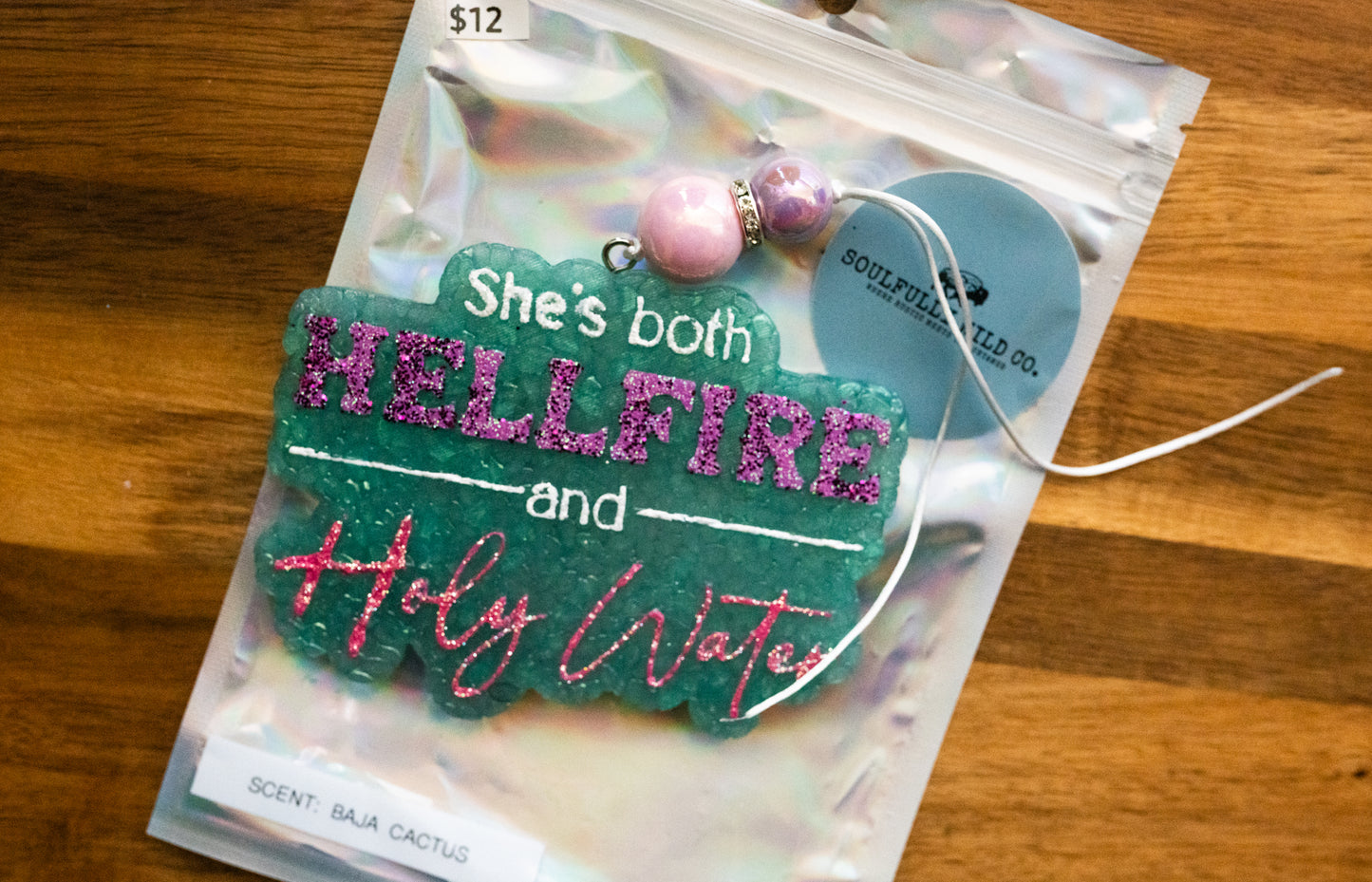 Soulful Air Freshener: She's Both Hellfire & Holy Water (Scent: Baja Cactus)