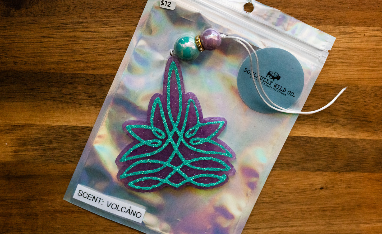 Soulful Air Freshener: Boot Stitch Purple/Teal (Scent: Volcano)