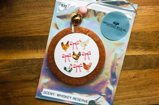 Soulful Air Freshener: "Chicken and Ribbons" (Scent: Whiskey Reserve)