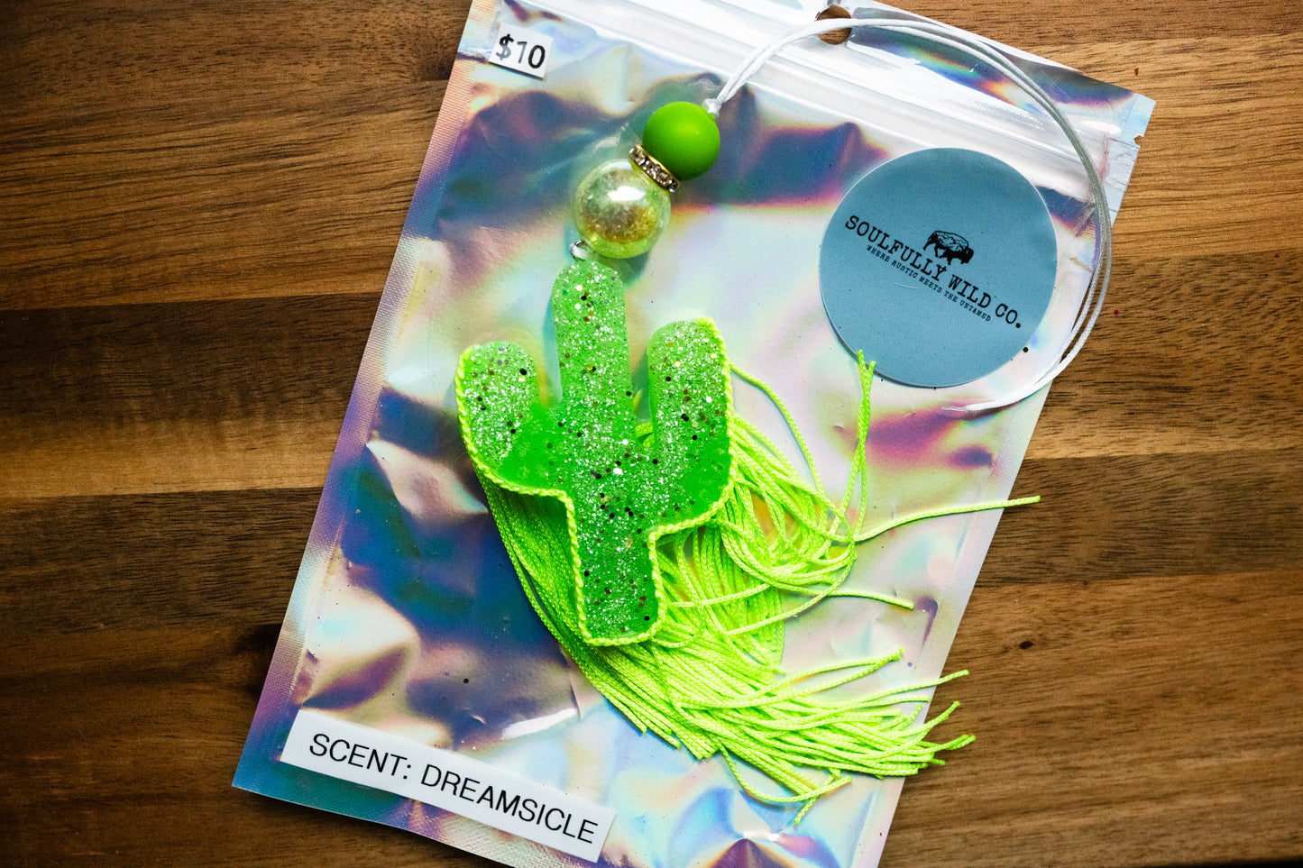 Soulful Air Freshener: Mini Cactus Neon Green (Scent: Dreamsicle)