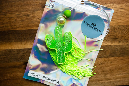 Soulful Air Freshener: Mini Cactus Neon Green (Scent: Dreamsicle)
