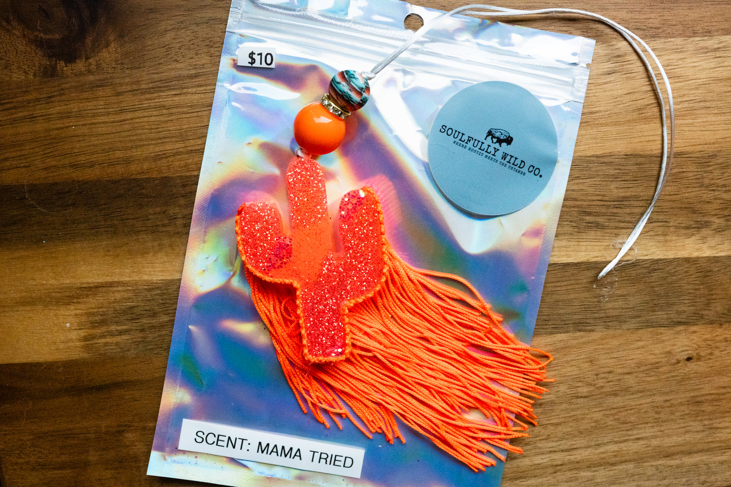 Soulful Air Freshener: Mini Cactus Neon Orange (Scent: Mama Tried)