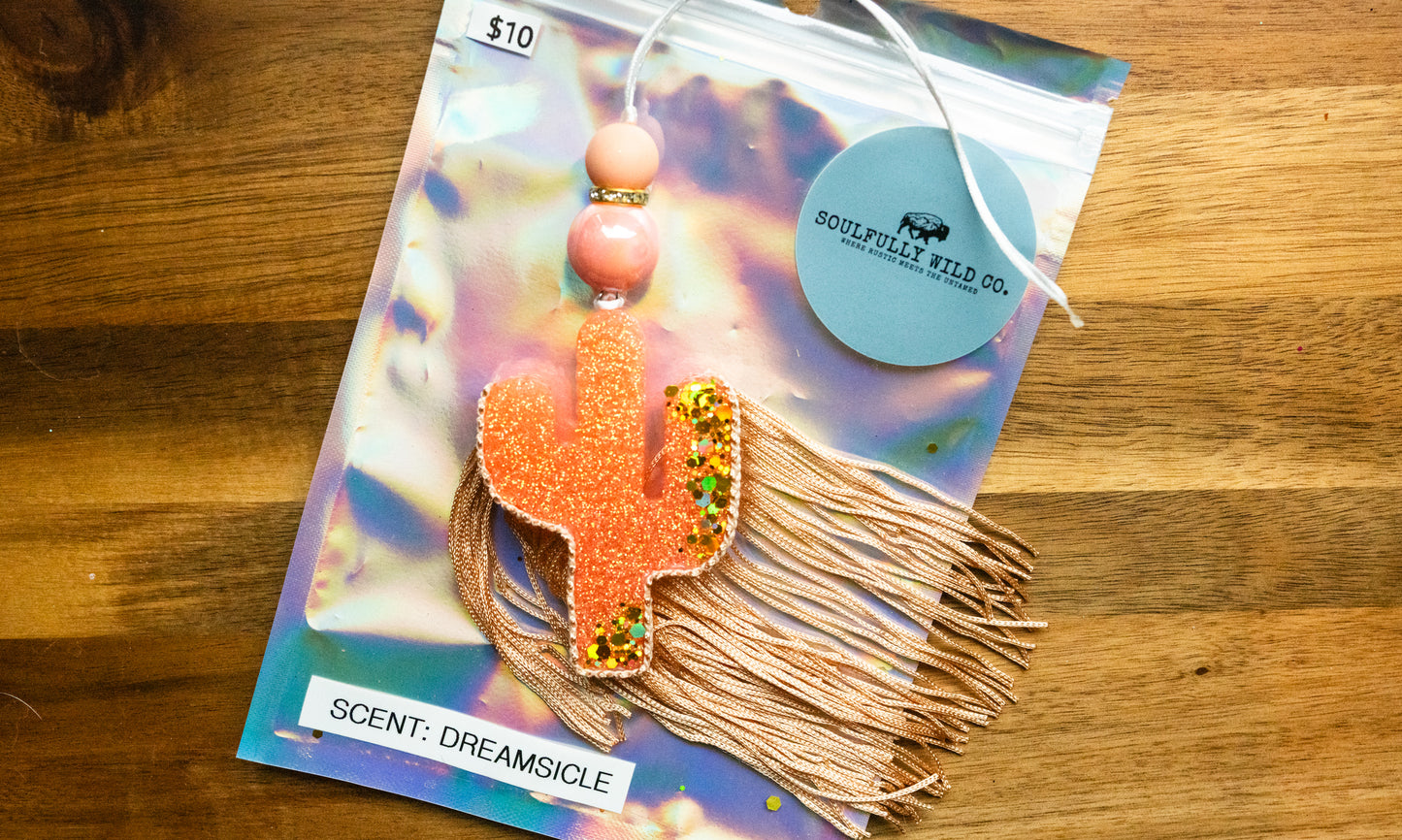 Soulful Air Freshener: Mini Cactus Peach and Tan (Scent: Dreamsicle)