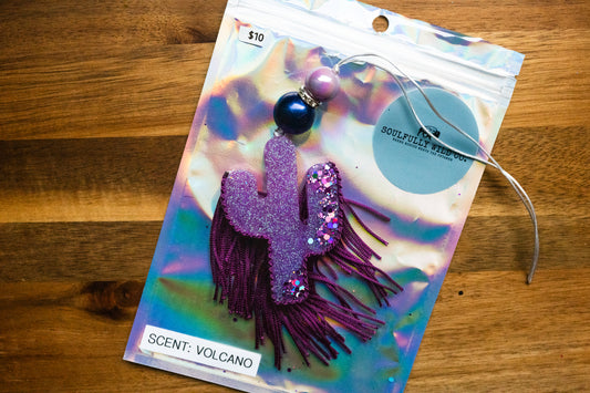 Soulful Air Freshener: Mini Cactus Purple (Scent: Volcano)