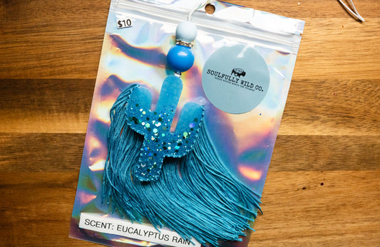Soulful Air Freshener: Mini Cactus Blue (Scent: Eucalyptus Rain)