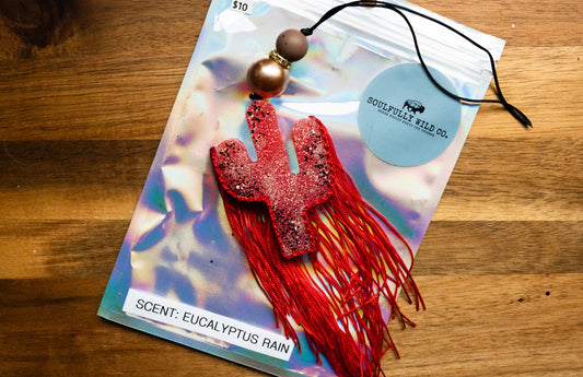 Soulful Air Freshener: Mini Cactus Red (Scent: Eucalyptus Rain)