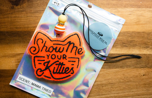 Soulful Air Freshener: "Show Me Your Kitties" Black/Orange (Scent: Mama Tried)