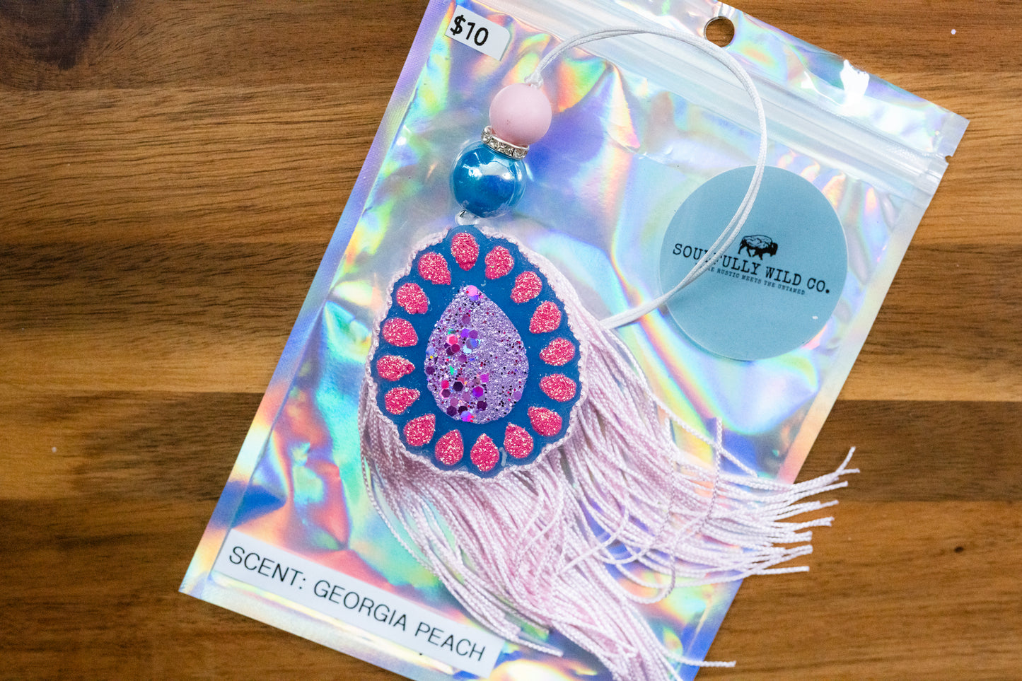 Soulful Air Freshener: Mini Tear Drop Concho Pink/Blue/Purple (Scent: Georgia Peach)