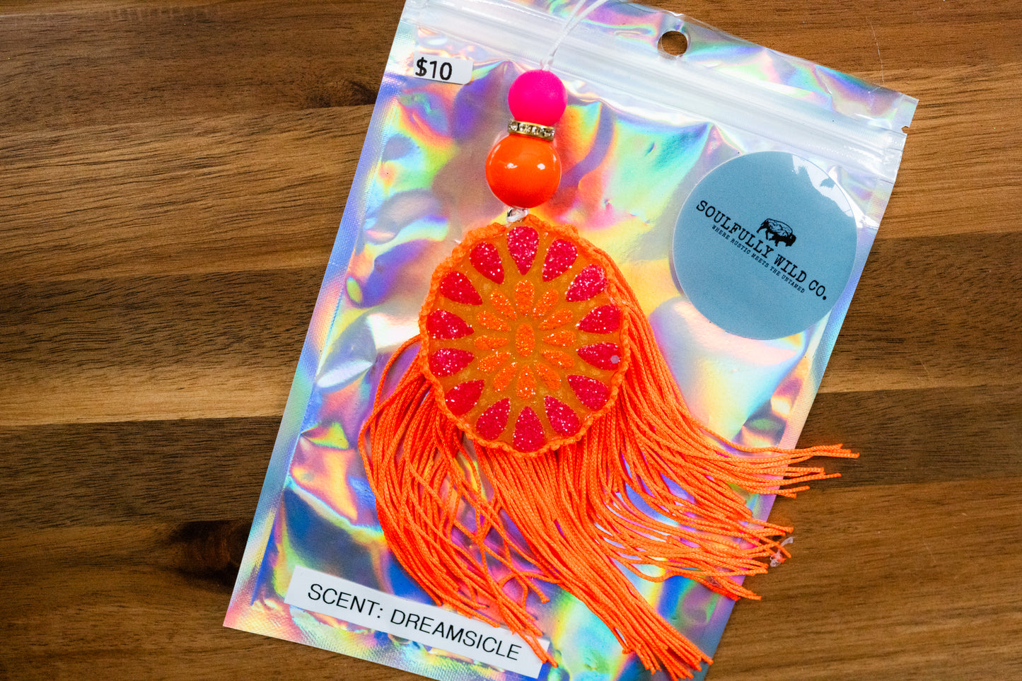 Soulful Air Freshener: Mini Concho Orange/Pink (Scent: Dreamsicle)