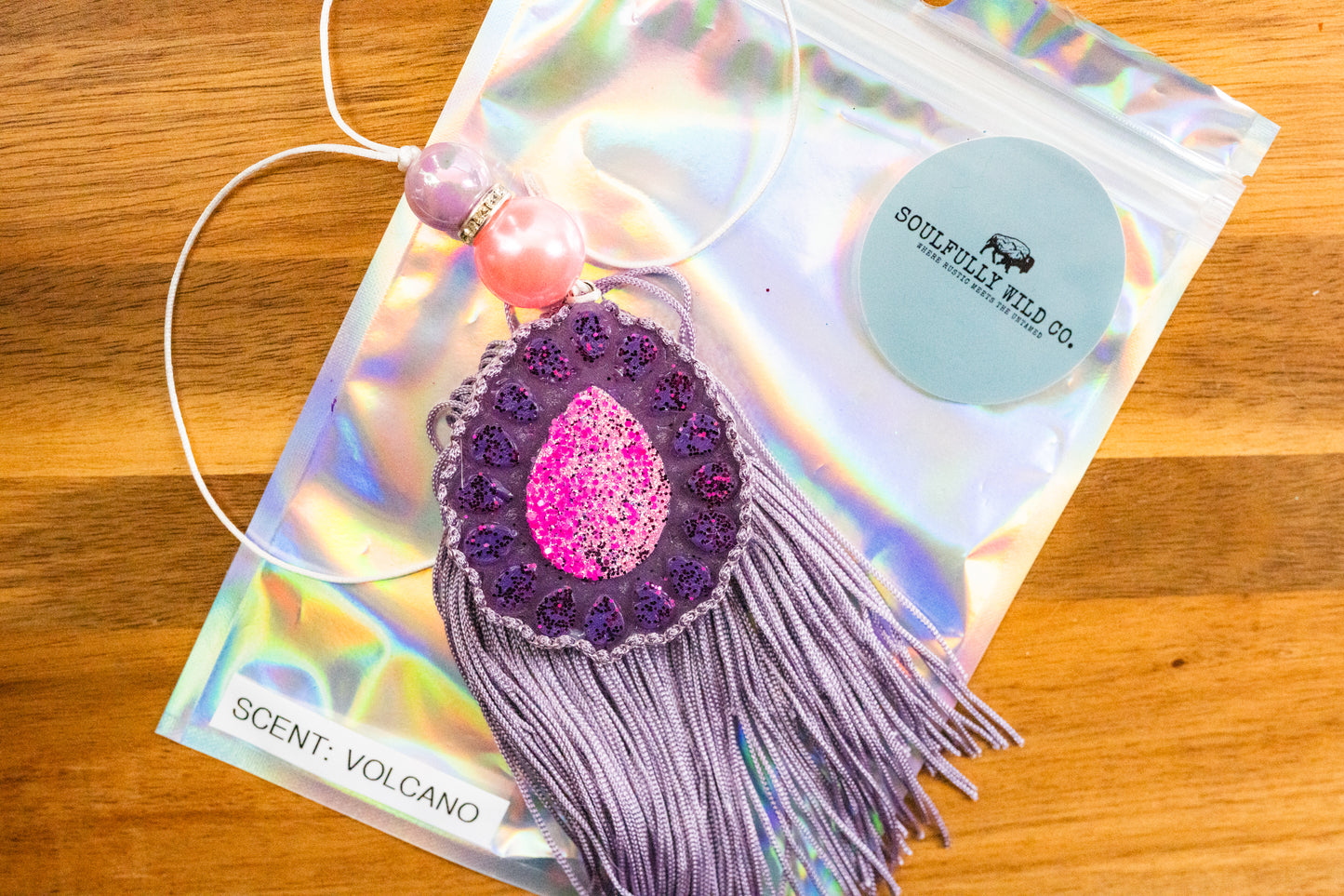 Soulful Air Freshener: Mini Tear Drop Concho Purple/Pink (Scent: Volcano)