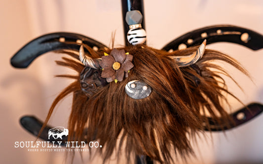 Travel Moo :  TM25771 - Bison Brown with Black Flower