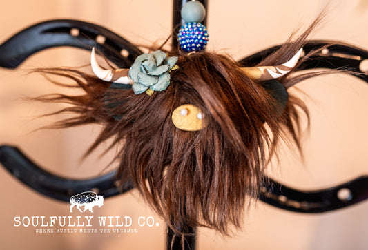 Travel Moo :  TM25773 - Bison Brown with Dark Teal Flower