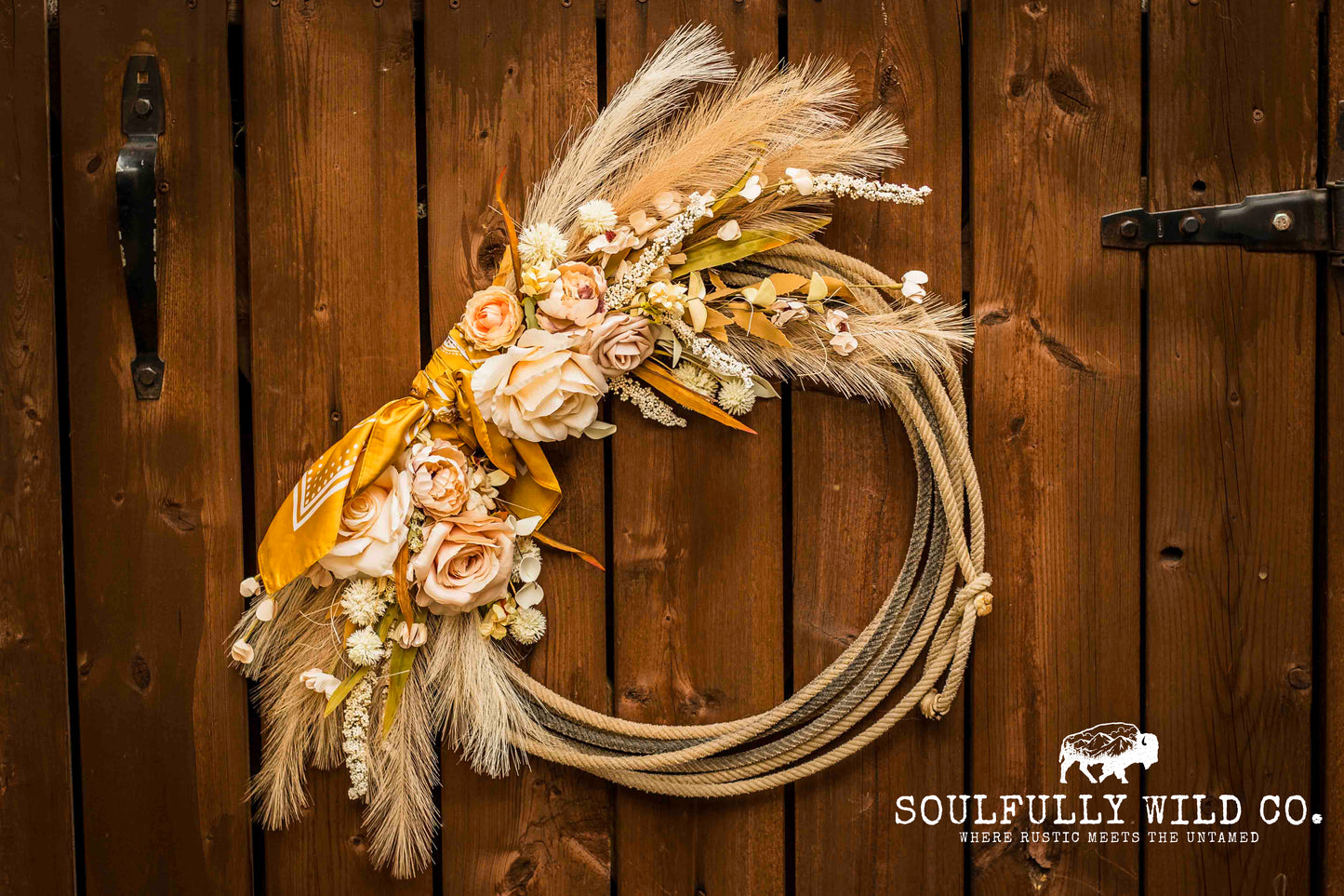 Western Soulful Rope Wreath - Pink, Off White, White, Tan