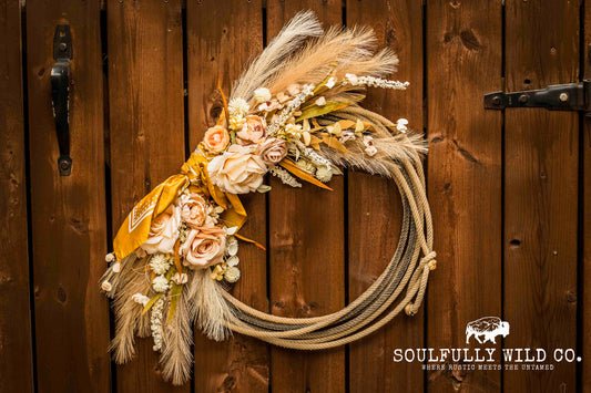 Western Soulful Rope Wreath - Pink, Off White, White, Tan