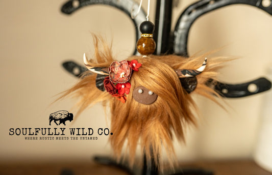 Travel Moo - Reddish, Red, Mixed Flowers, Brown/Black Beads